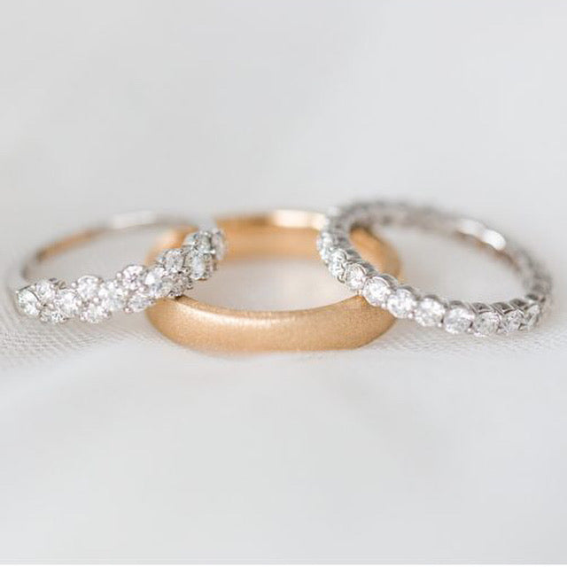 3 wedding bands in diamonds and 14k gold mens band