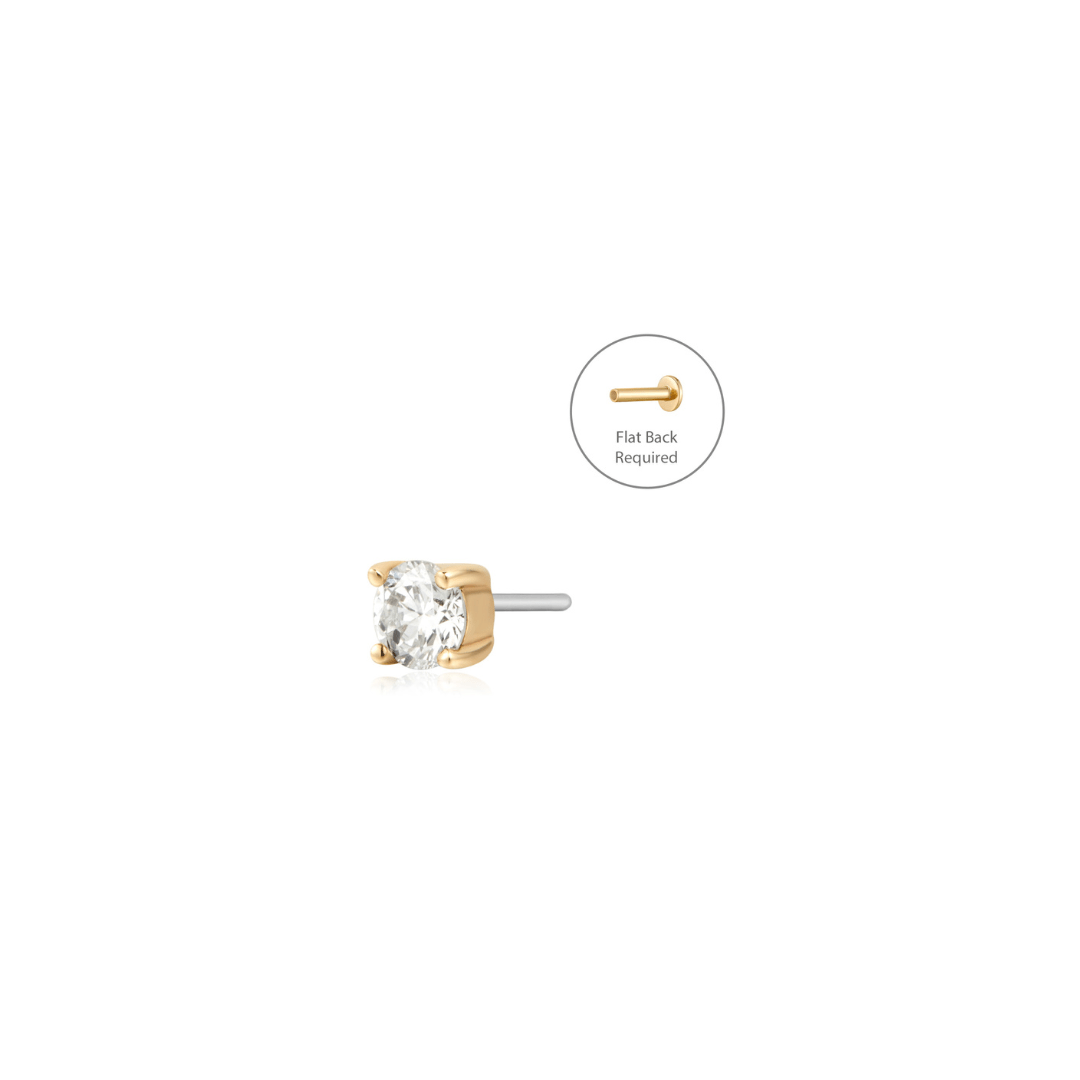 14k 4 - Prong Diamond Stud - Threadless Top - Peterson MADE