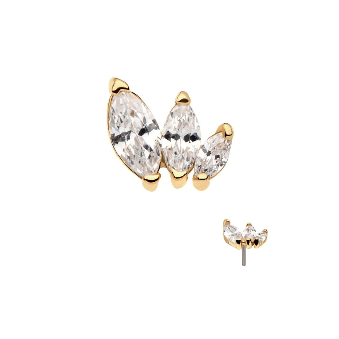 14k Cascading Marquise Cluster Threadless Top - Peterson MADE