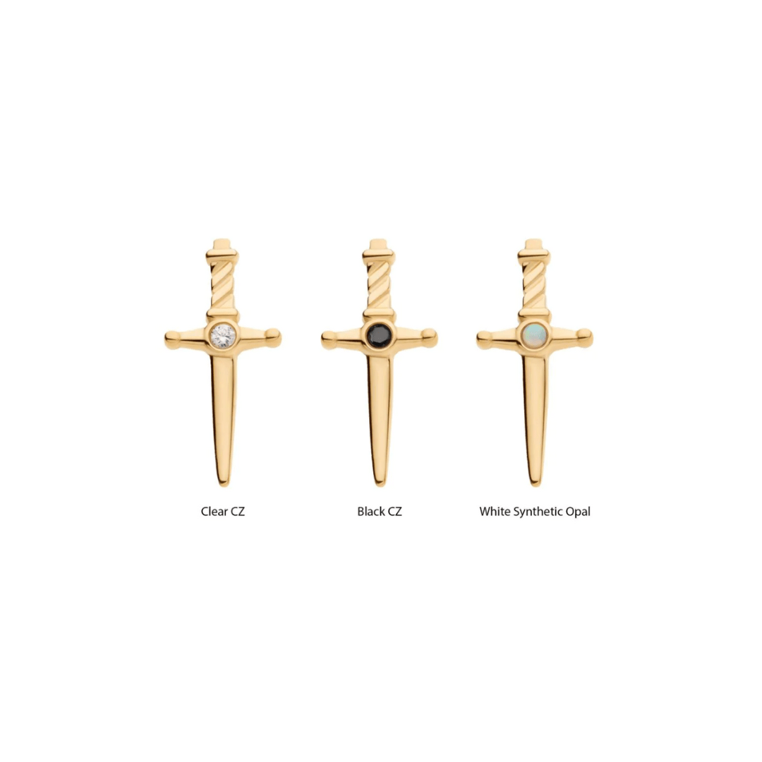 14k Dagger Center Stone Threadless Top - Peterson MADE