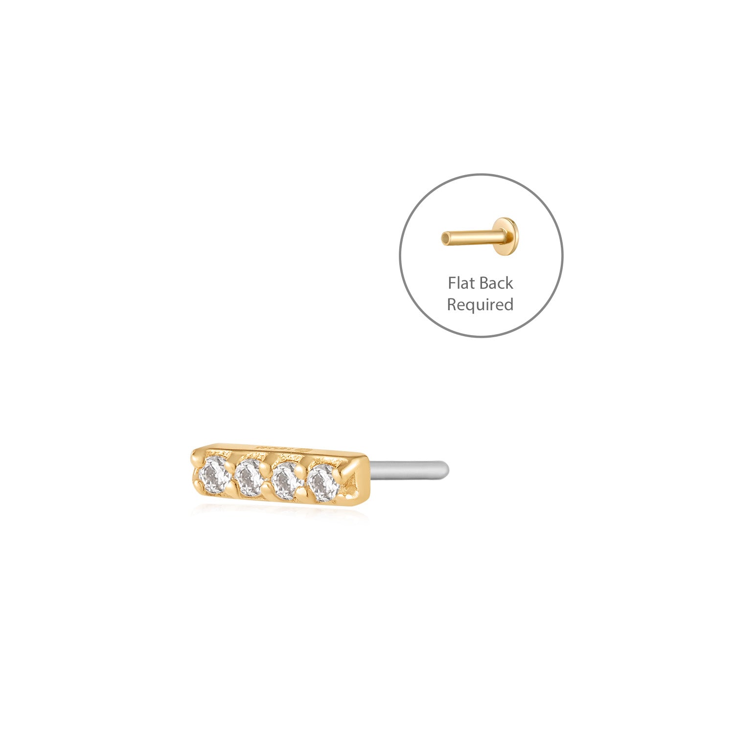 14k Diamond Bar Threadless Top - Peterson MADE