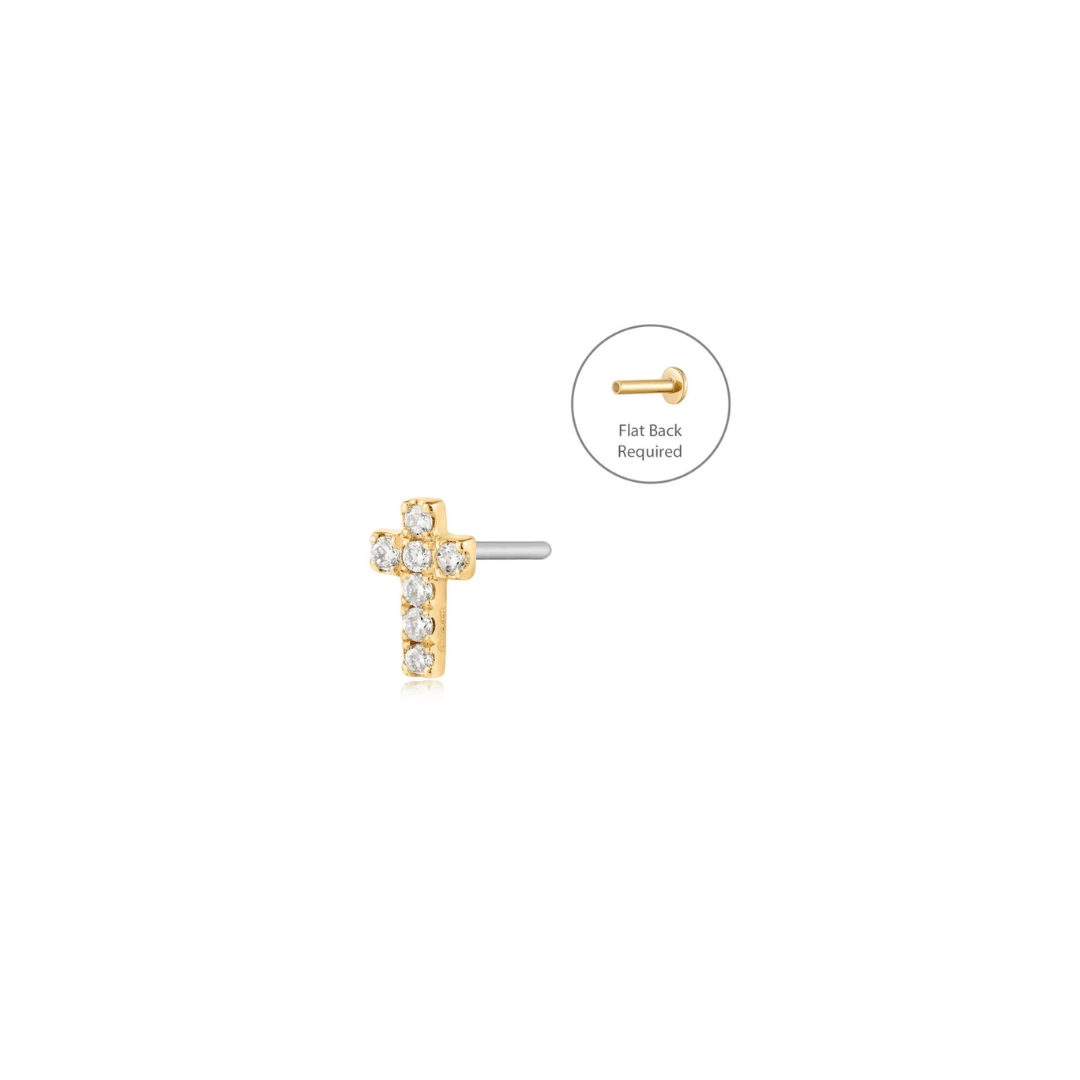14k Diamond Cross Threadless Top - Peterson MADE