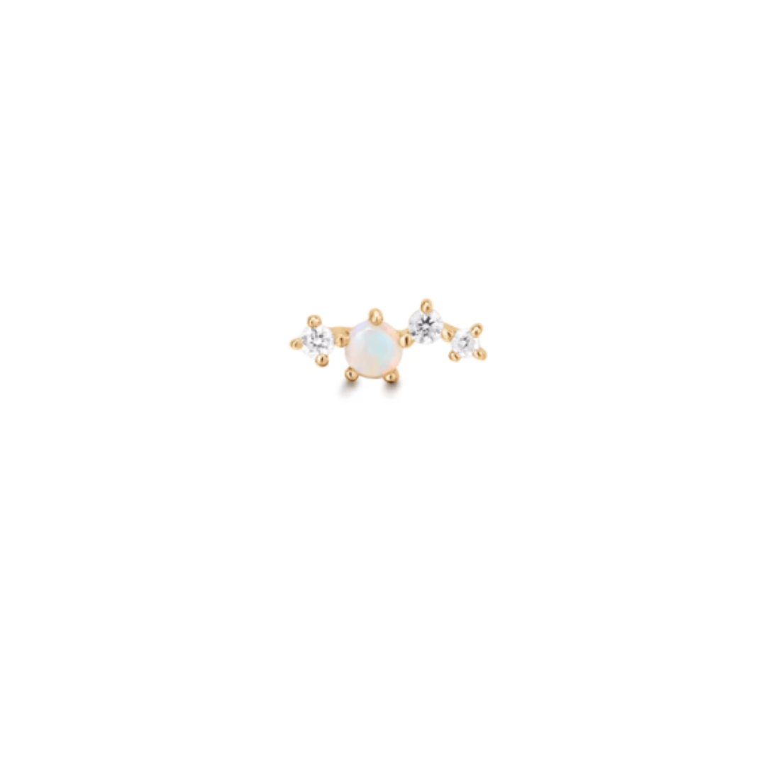 14k Opal & Diamond Cluster Threadless Top - Peterson MADE