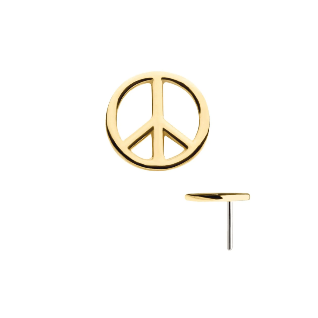 14k Peace Sign Threadless Top - Peterson MADE