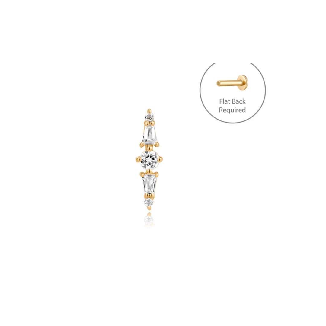 14k Round & Baguette Stacked White Sapphire Threadless Top - Peterson MADE