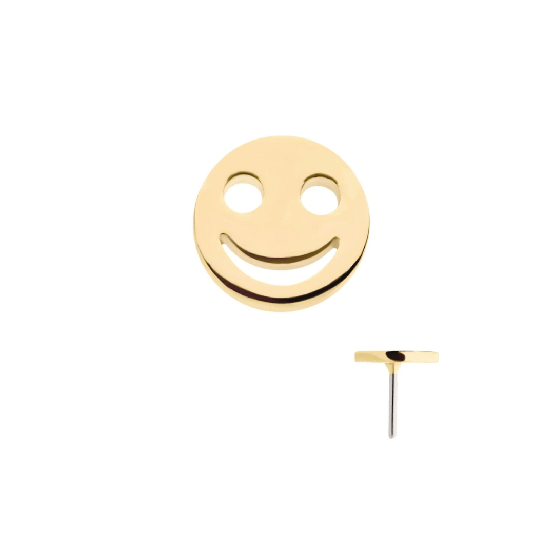 14k Smiley Face Emoji Threadless Top - Peterson MADE