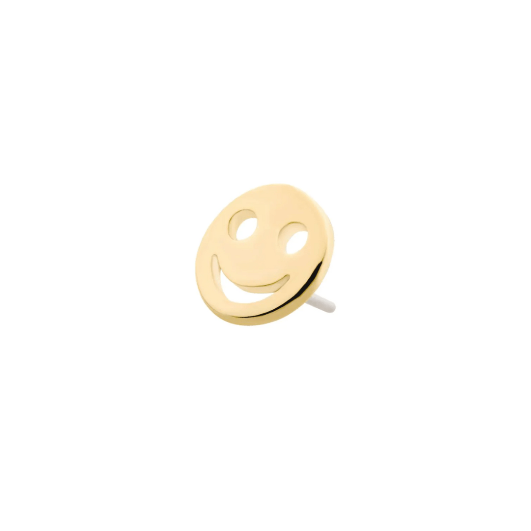 14k Smiley Face Emoji Threadless Top - Peterson MADE