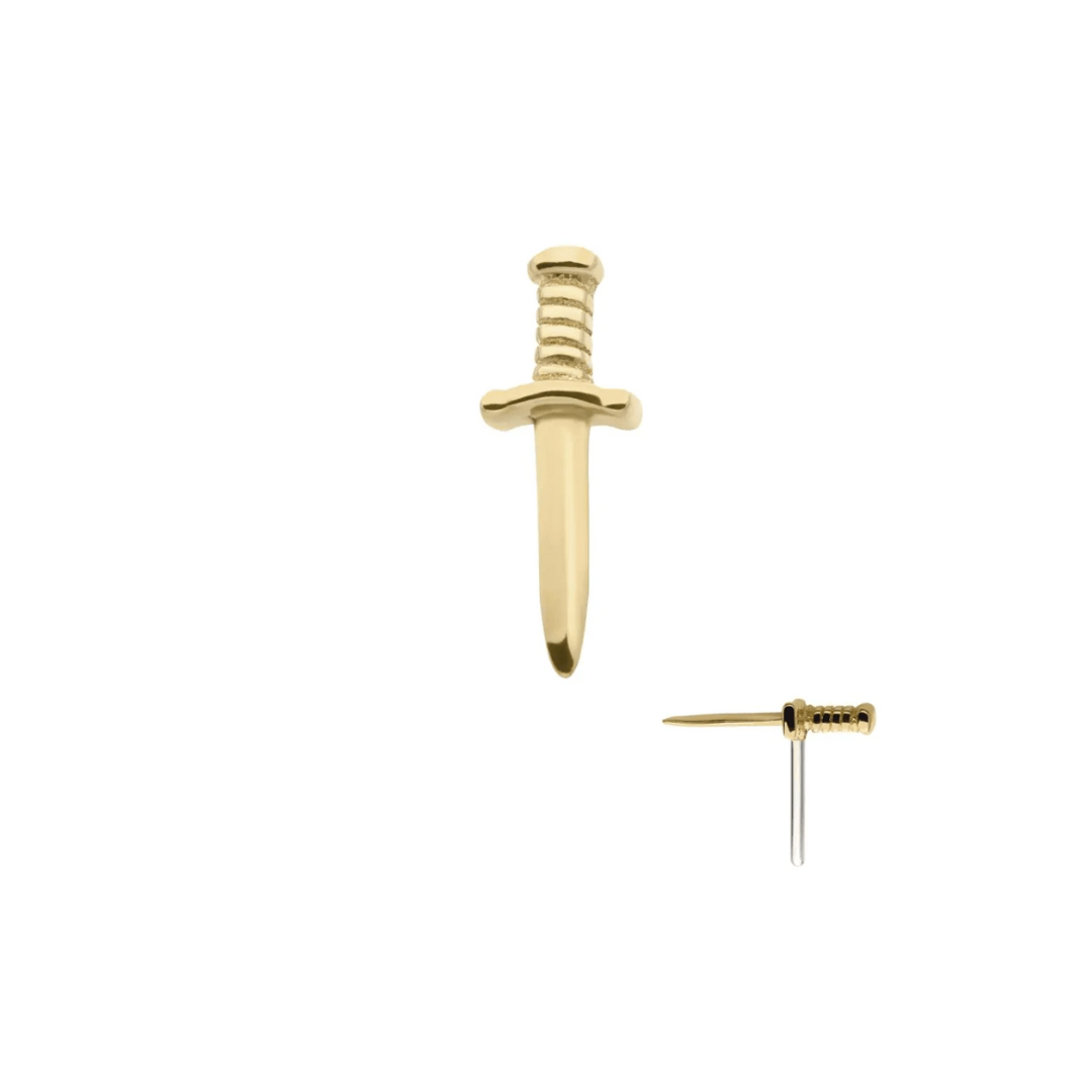 14k Tiny Dagger Threadless Top - Peterson MADE