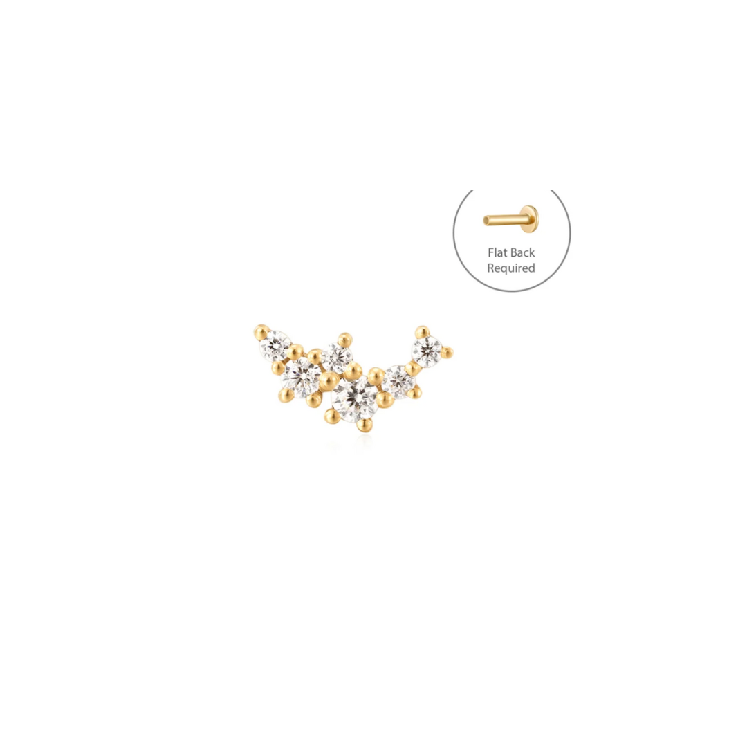 14k Yellow Gold Natural Diamond Crown Piercing featuring a cluster of 6 prong-set natural diamonds