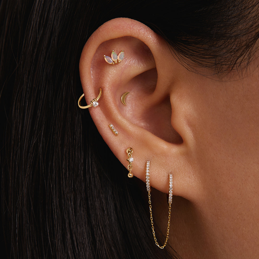 Fine 14k Gold Fine Ear Piercing Jewelry. Featuring Opals and Diamonds. 