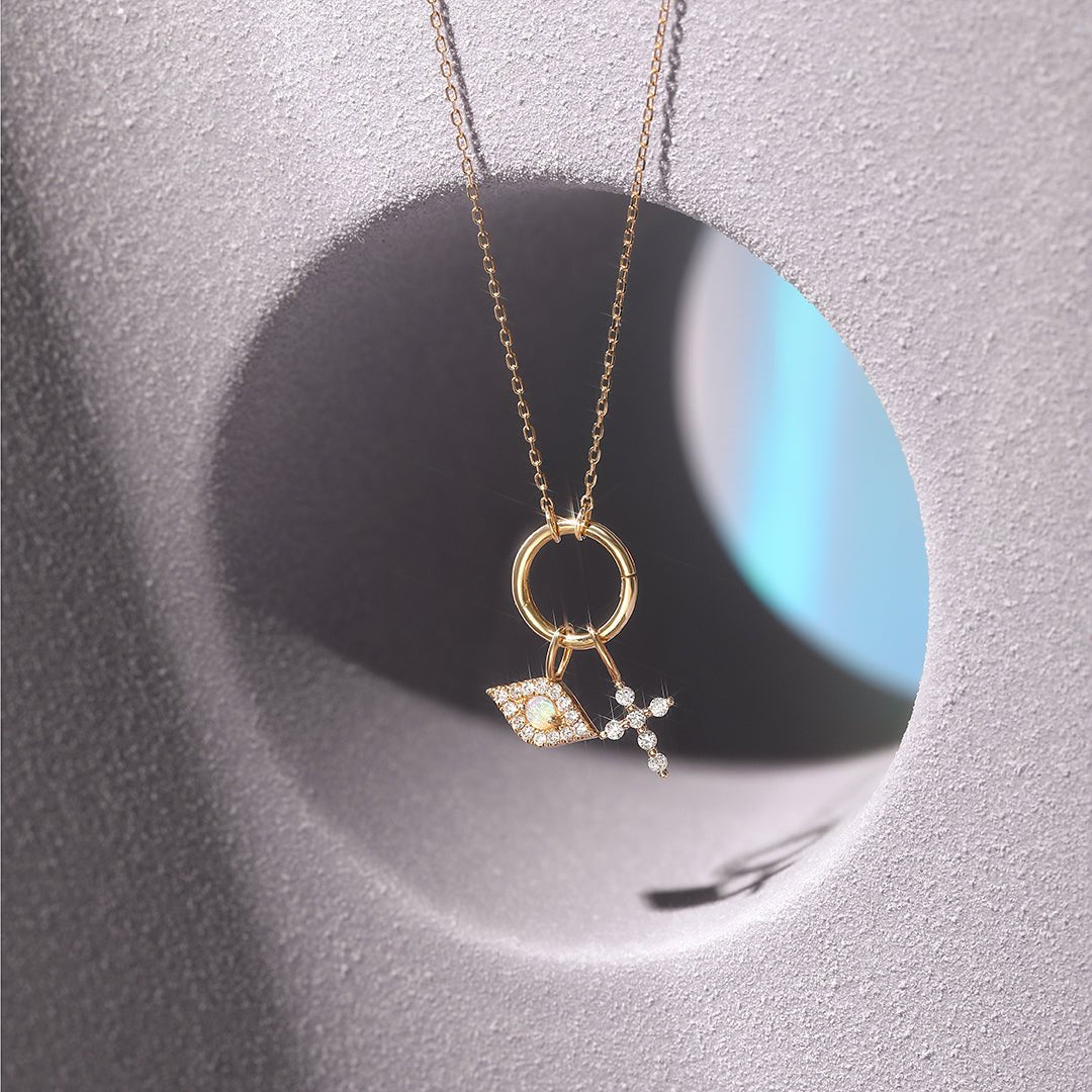14k YG Charm Bail /  Charm Connector / shown with charms. 