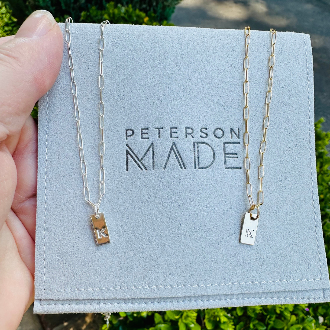 Dainty Tag Charm.  Sterling Silver or Gold Filled. 