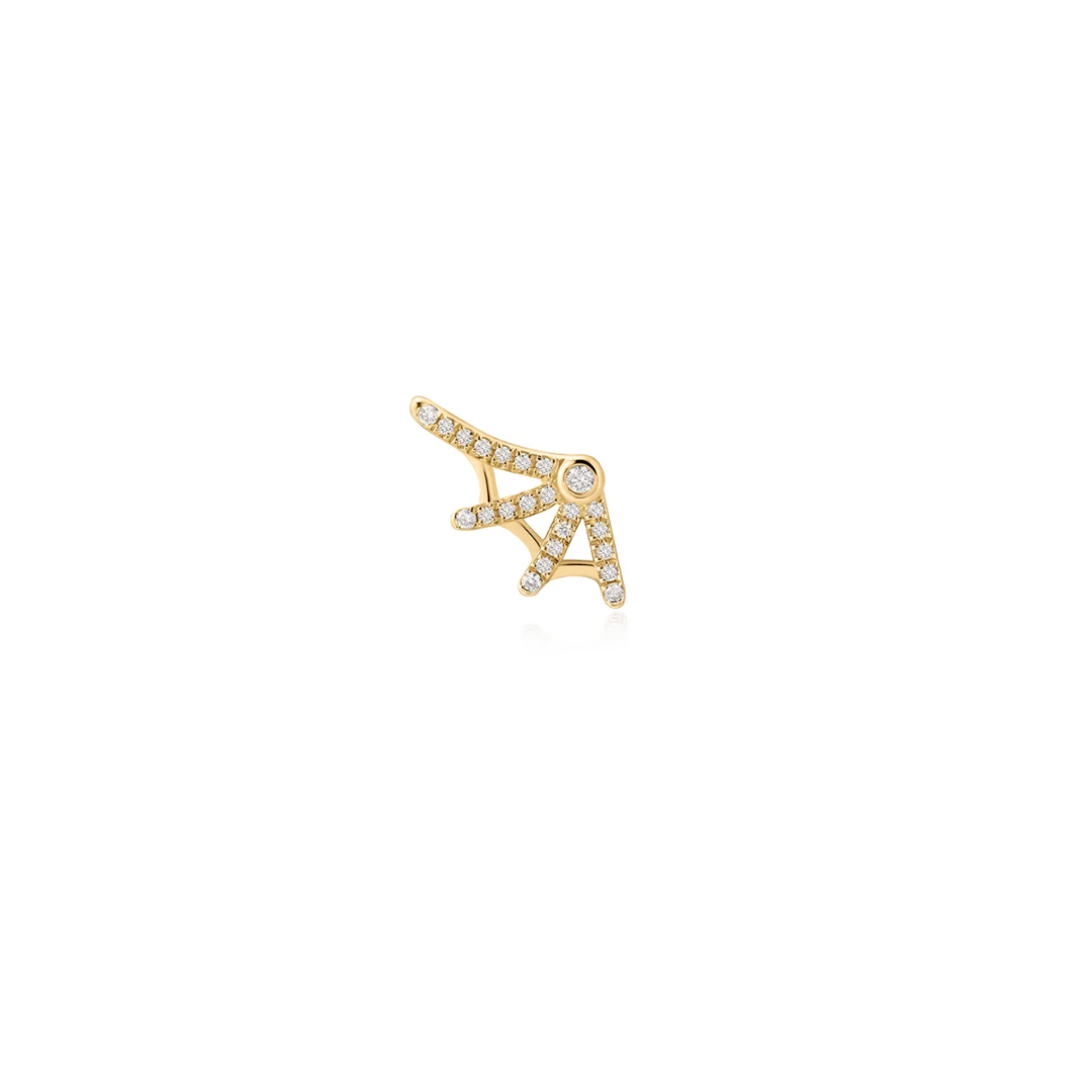 14k Lab Grown Diamond Edgy Web Threadless Top. Yellow Gold. 