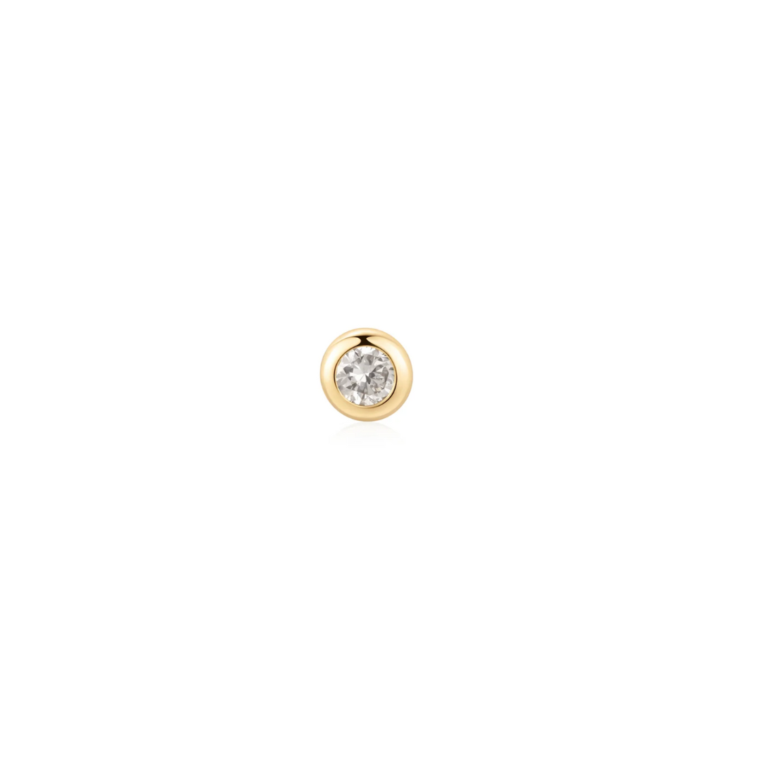 Gold stud bezel setting with white diamond 