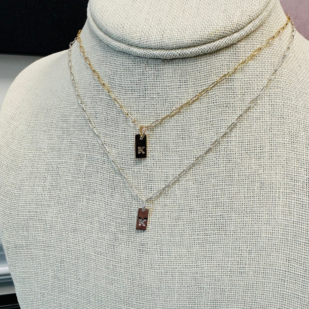 Dainty Tag Charm.  Sterling Silver or Gold Filled. 
