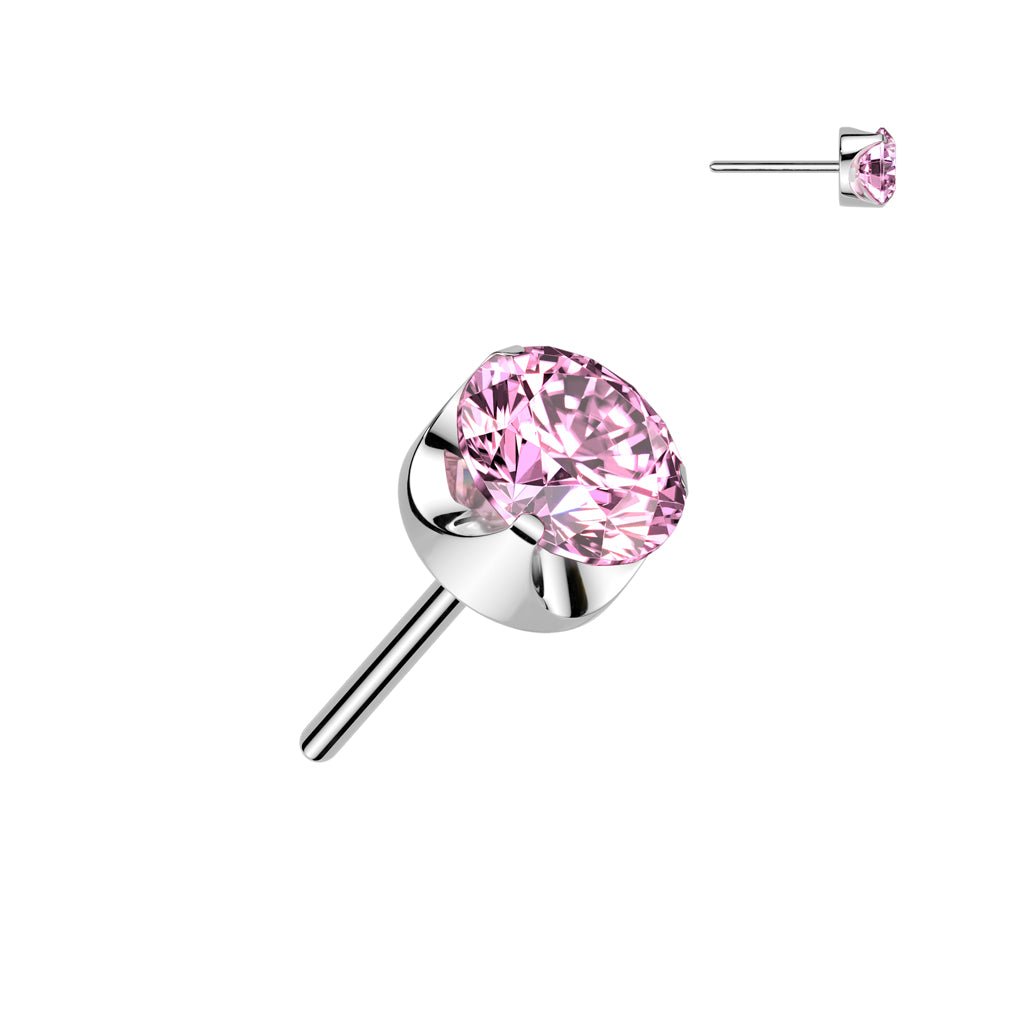 3mm Prong Set CZ Titanium Threadless Top - Peterson MADE