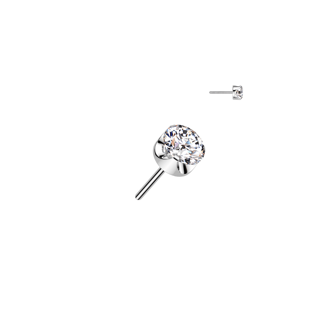 Thin 20G 3mm CZ Threadless Push Pin Stud - Steel Ear Helix / Cartilage Ring
