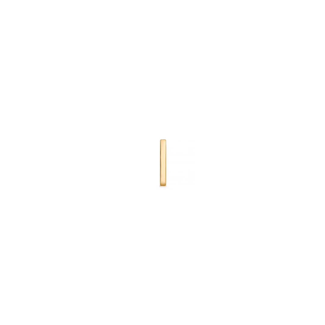 Sleek gold bar threadless top earring on a white background.