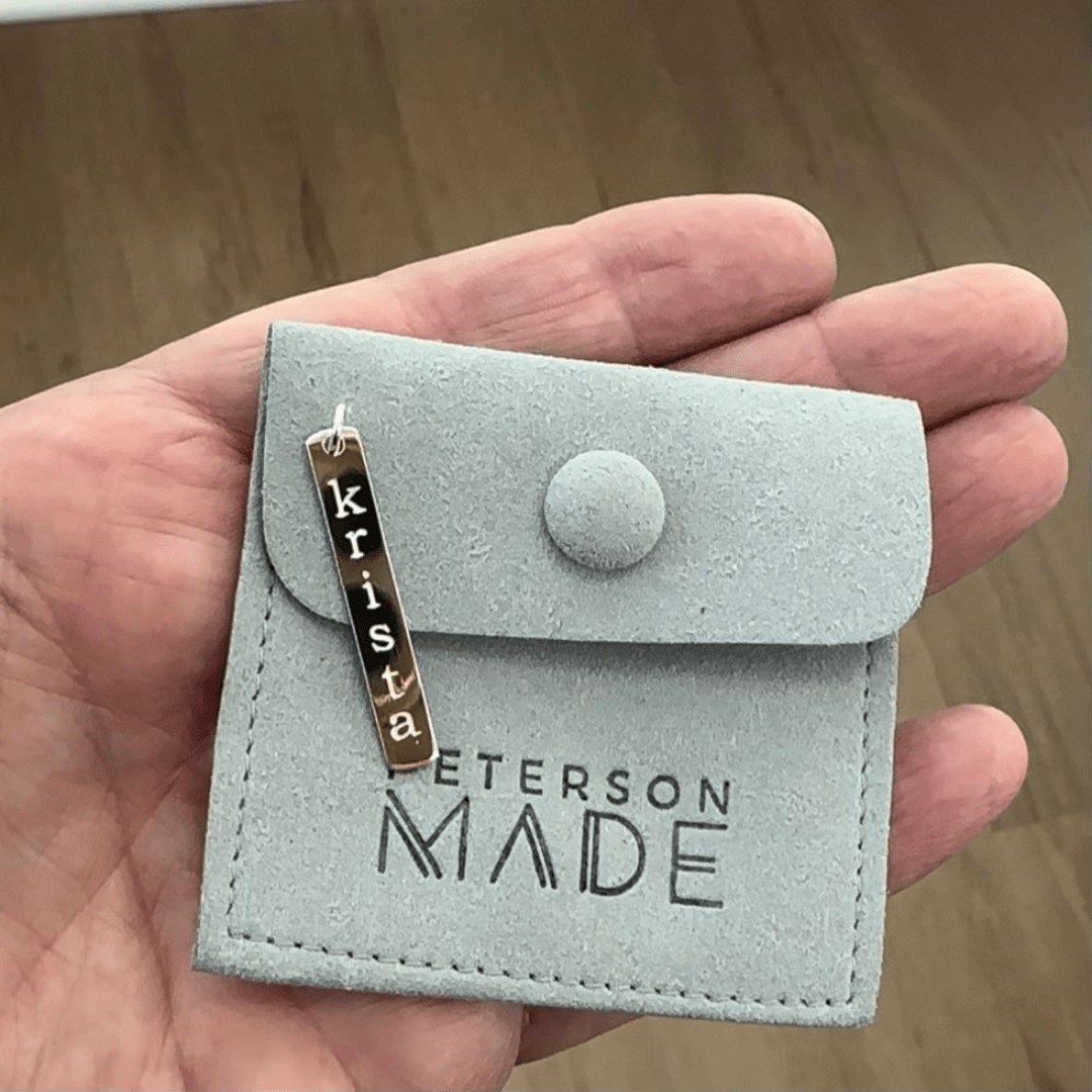 Vertical Bar Charm with Name Engraved Vertically