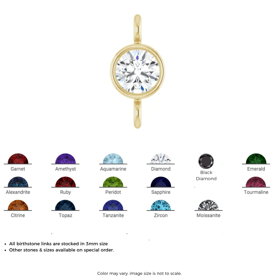 Birthstone Bezel Link Charms 14k - Peterson MADE