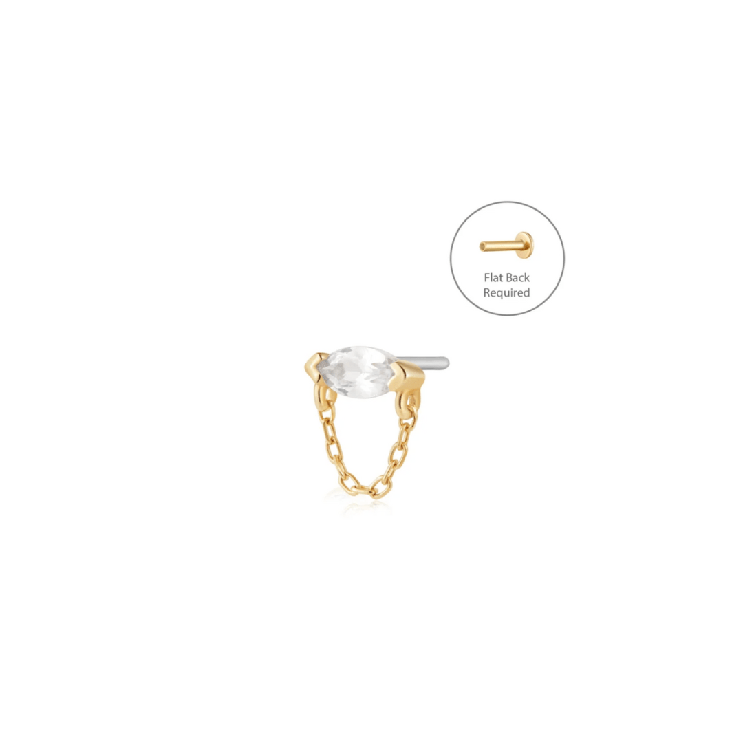 Draped Chain & White Sapphire Marquise - Threadless Top - Peterson MADE