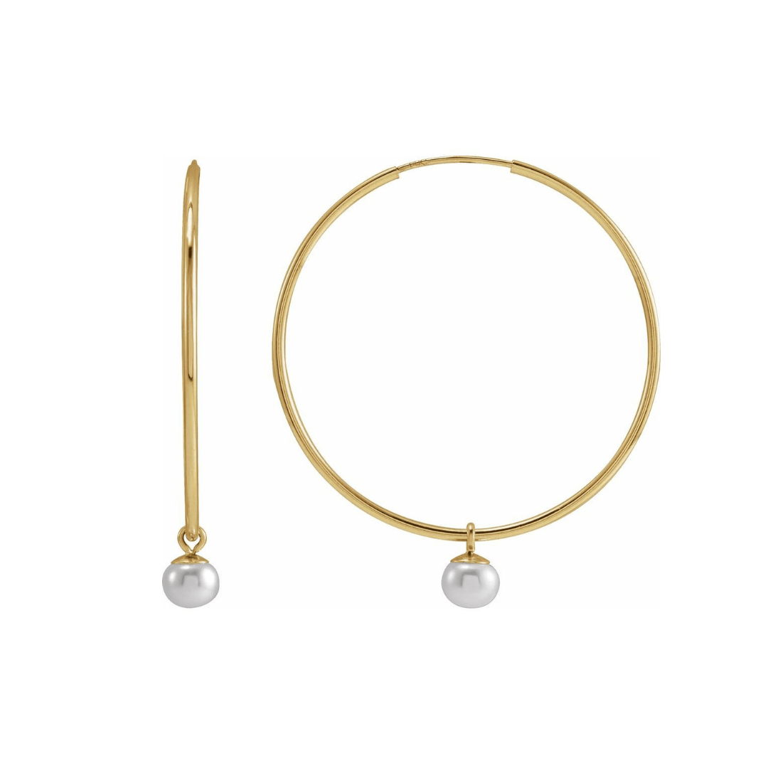 Endless Hoops with Cultured Pearl Drops - Peterson MADE