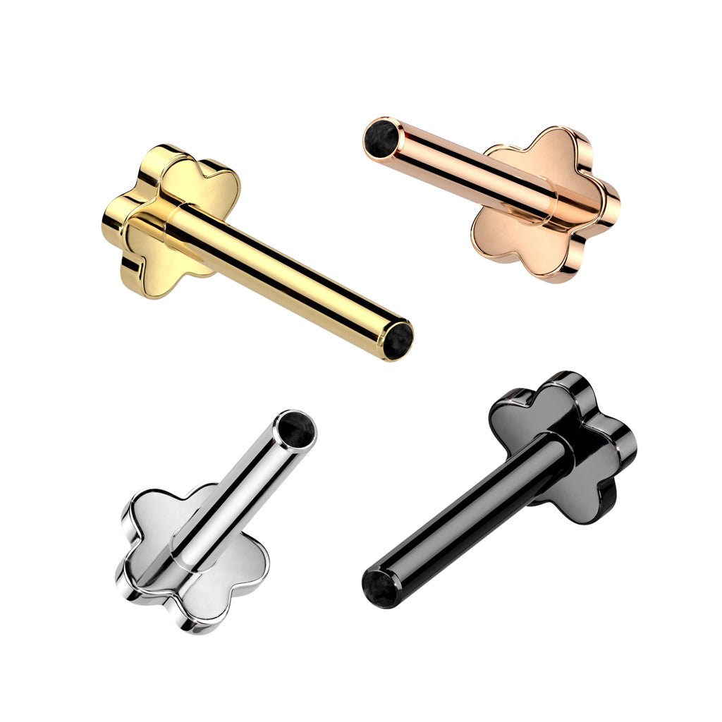 Titanium Threadless Labret w/Flower Shaped Base - Peterson MADE