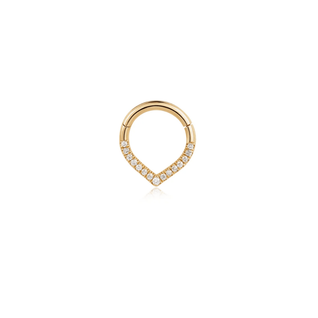 14k Curved Diamond Clicker Hoop - Peterson MADE. Body Jewelry. Fine Cartilage Piercing Hoop. 