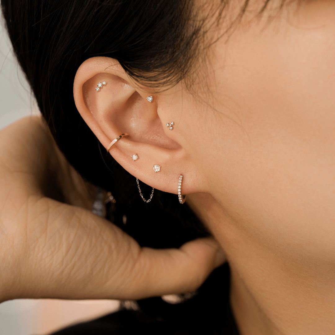 14k Diamond Pin-Wheel Piercing Earring - Peterson MADE