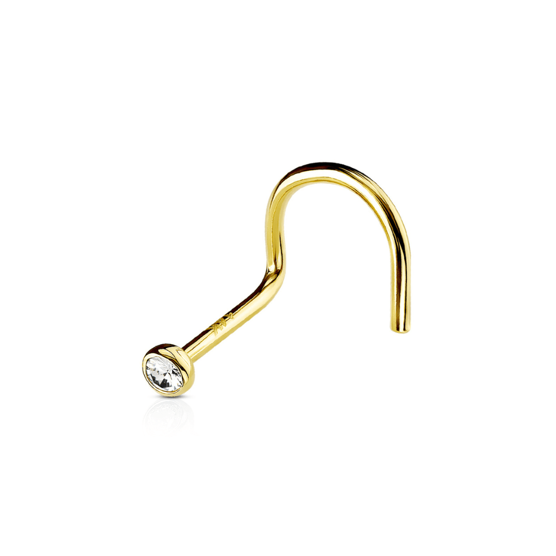 14k Gold Bezel Set CZ Nose Screw - Peterson MADE