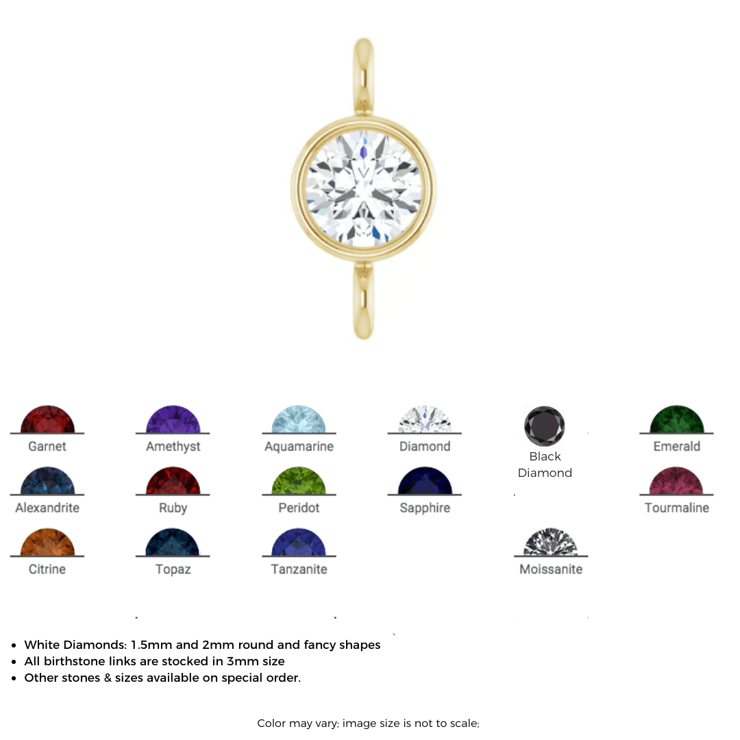14k Gold Birthstone Bezel Links (Forever Linked) - Peterson MADE
