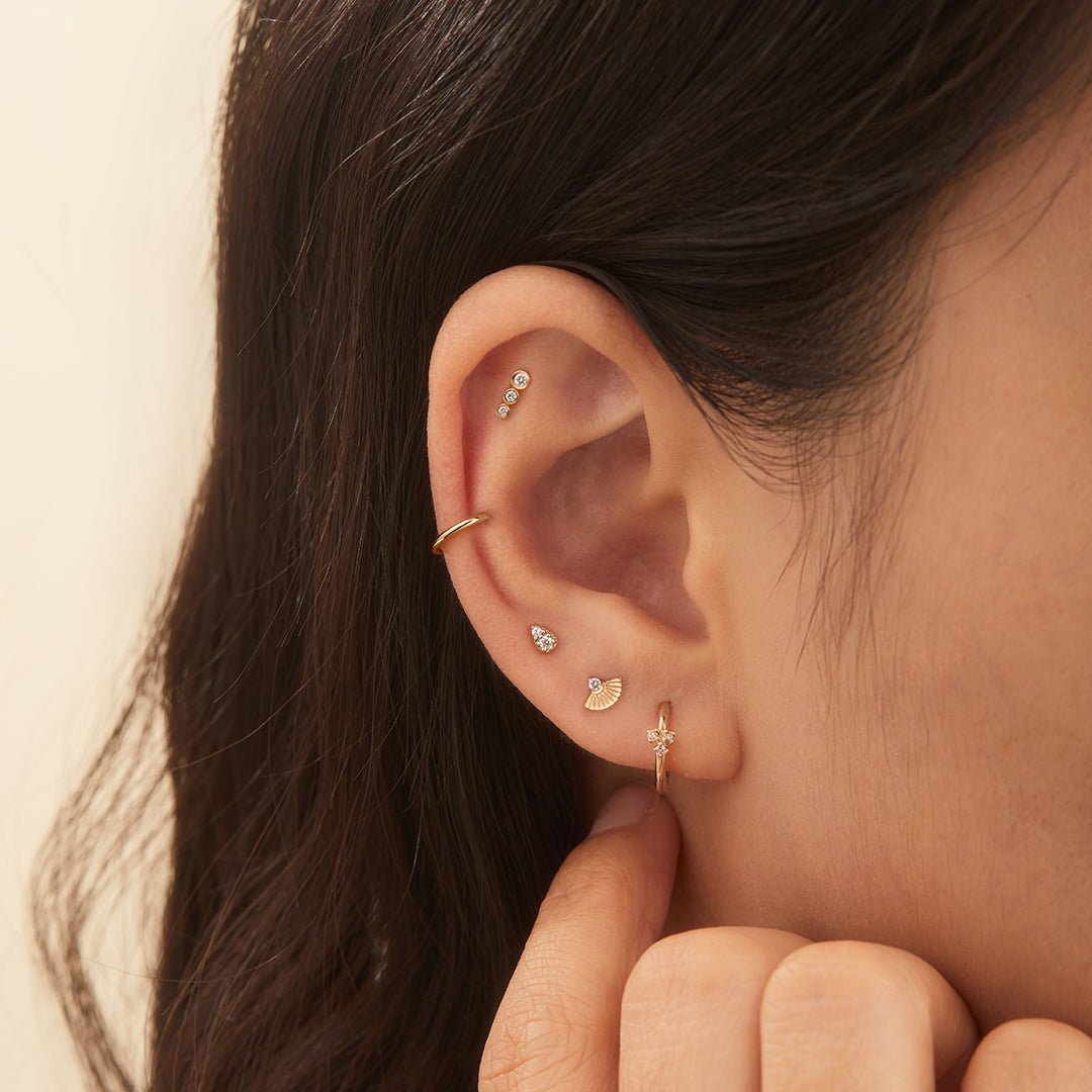 14k Graduated Diamond Bezel Piercing Earring - Peterson MADE