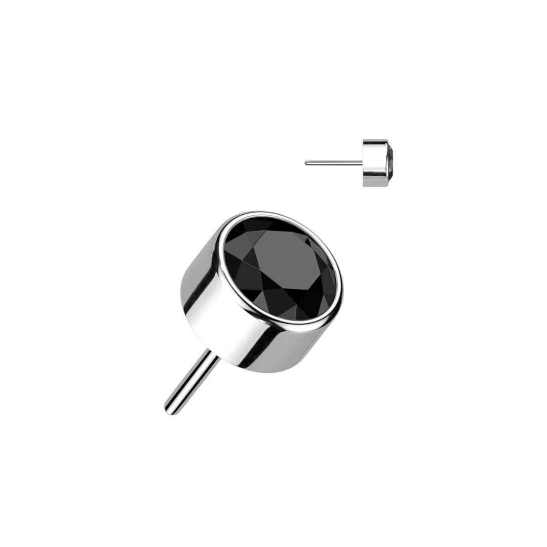 4mm Black CZ Titanium Bezel Set Threadless Top - Peterson MADE