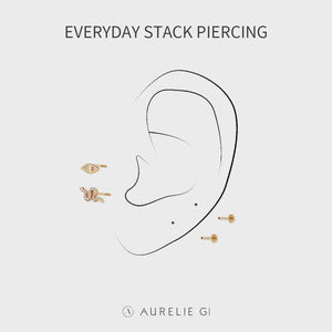 Diamond Snake Single Earring.  Everyday Stack Piercing