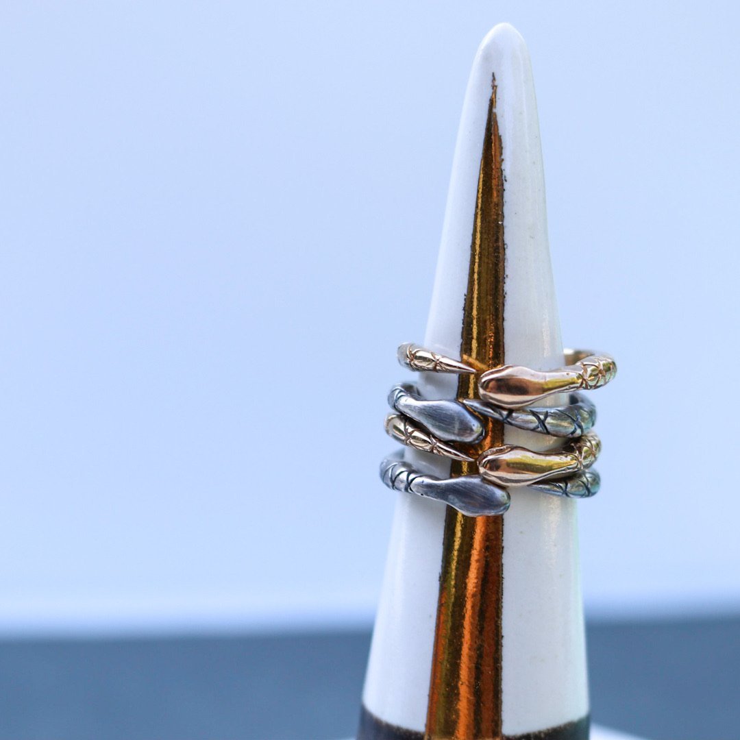 Snake Ring. Stacking Rings. Ouroboros. Pinky Ring. Sterling Silver. Bronze. 