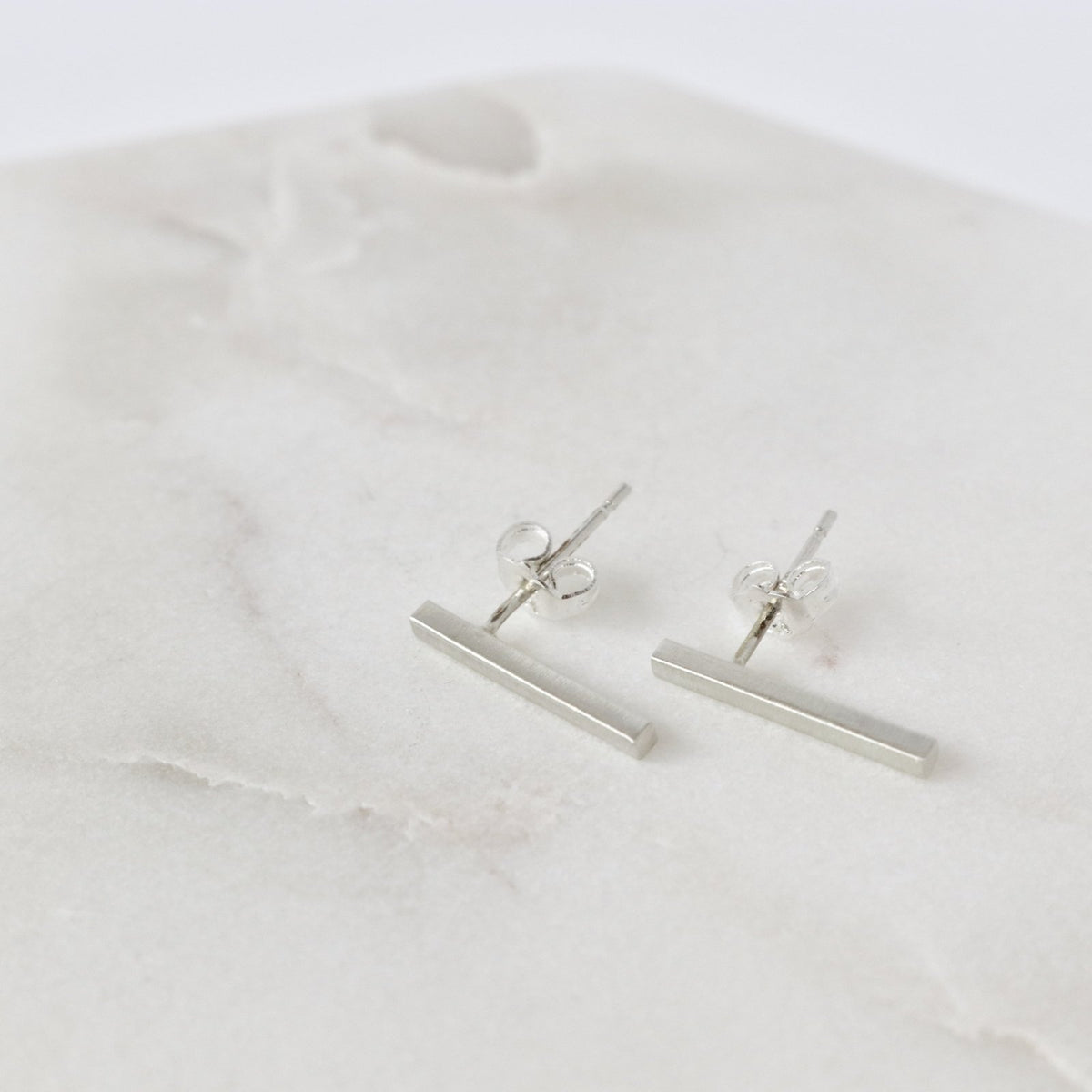 Bar Earrings - Midi Length, Sterling Silver - Peterson MADE