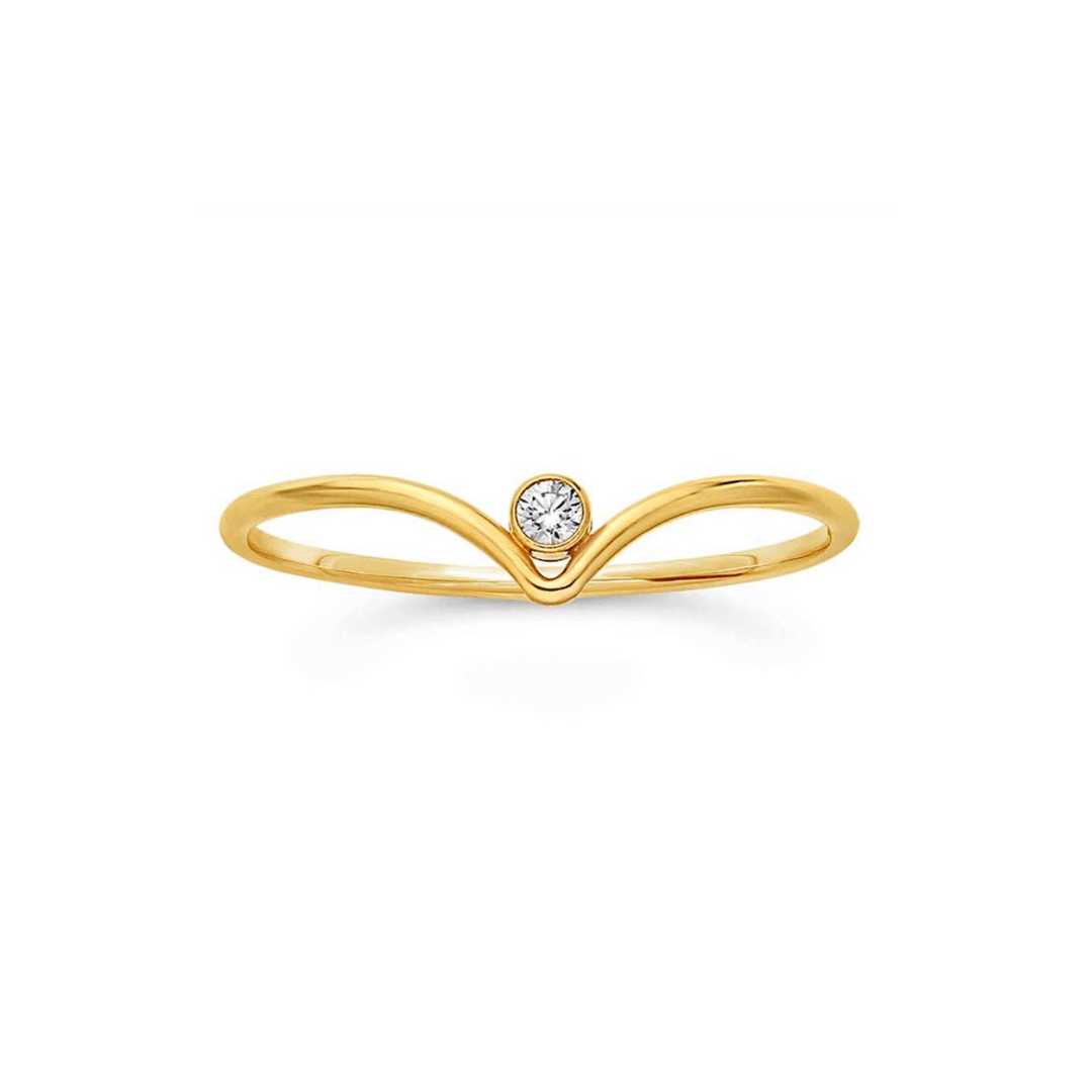 Chevron & Bezel Set CZ Stacking Ring - Peterson MADE