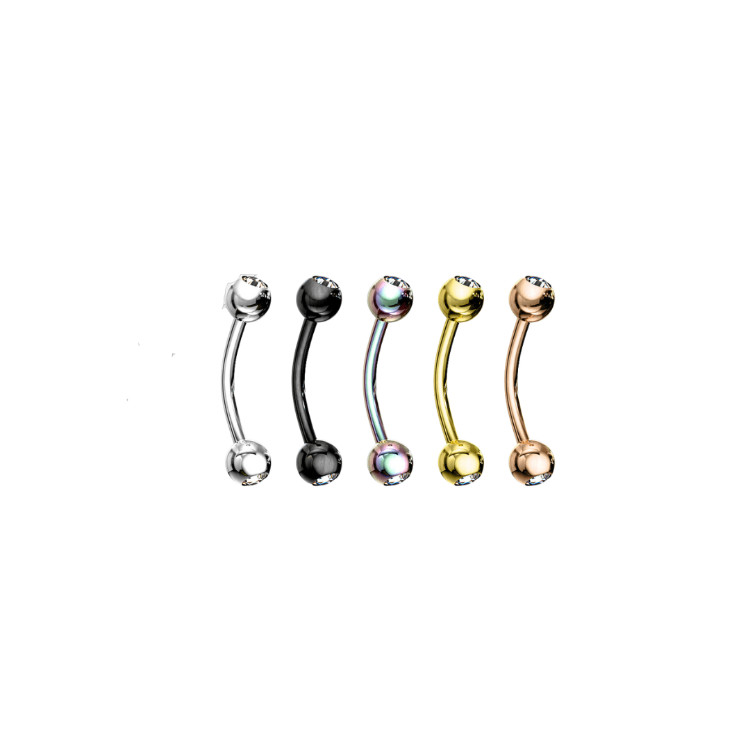 Curved Bar Ring 3mm CZ - 316L Surgical Steel - Peterson MADE