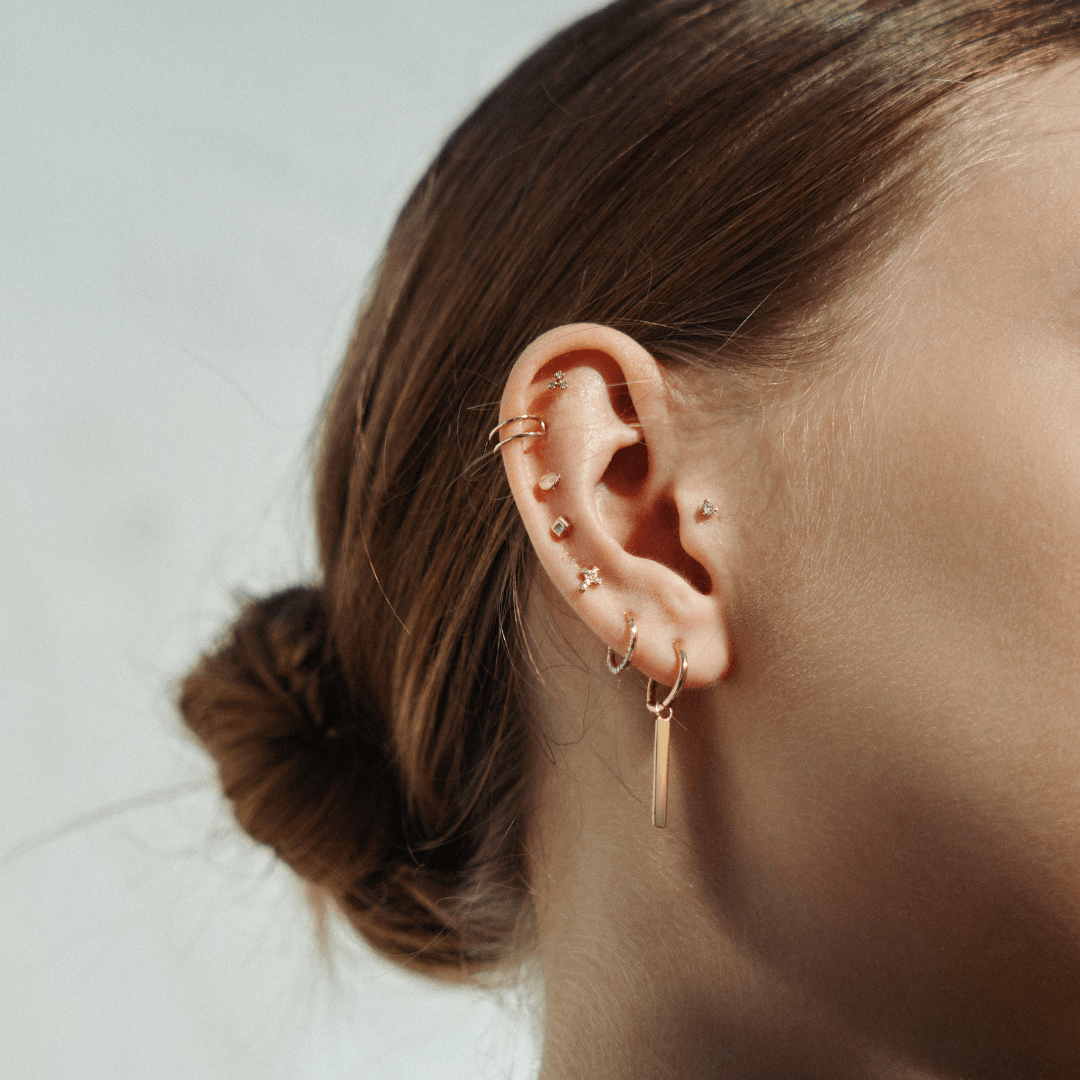 Ear Stack. Helix. Tragus. Diamond Cross Single Piercing Earring - Peterson MADE