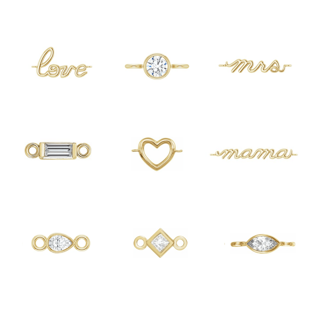 Forever Linked &quot;In Line&quot; Link Charms 14k Gold - Peterson MADE