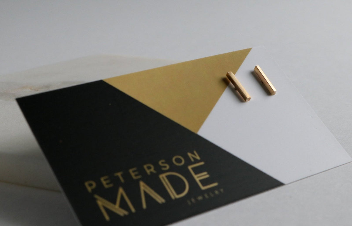 Golden Mini Bar Post Earrings - Peterson MADE