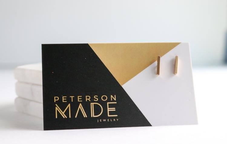 Golden Mini Bar Post Earrings - Peterson MADE