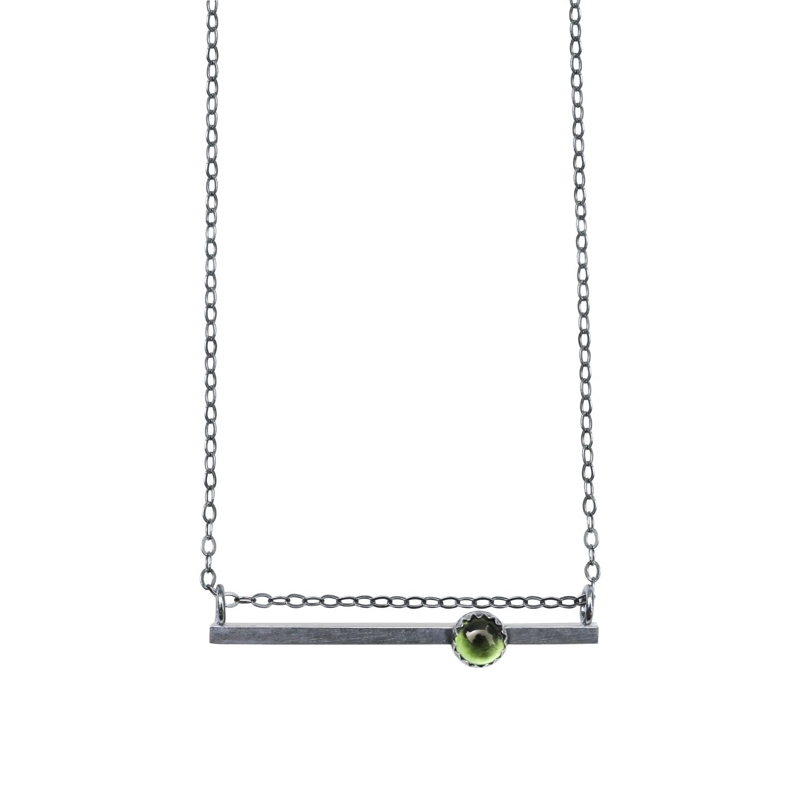 Horizontal Bar & Peridot Cabochon Necklace - Peterson MADE