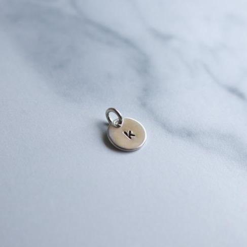 Mini Initial Charm - 3/8 in Round Sterling Silver - Peterson MADE