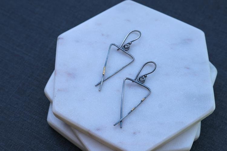 Mixed Metal Triad Dangle Earrings - Peterson MADE