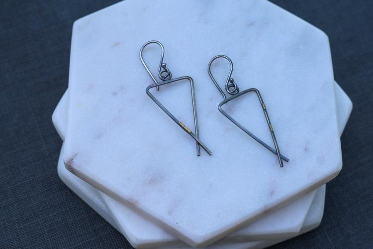 Mixed Metal Triad Dangle Earrings - Peterson MADE