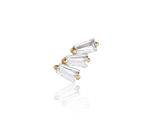 Baguette Trio White Sapphire Piercing Stud- Peterson MADE