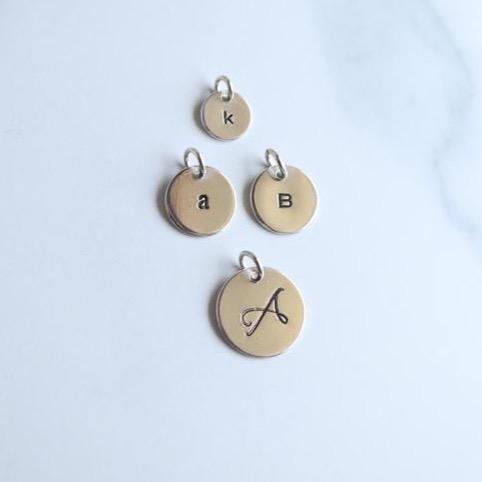 Script Initial Midi Charm - 5/8 in Round Sterling Silver - Peterson MADE