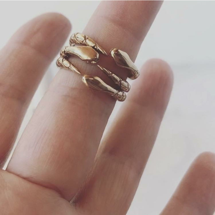 Three Gold Snake Rings Stacked. Ouroboros. Peterson MADE 