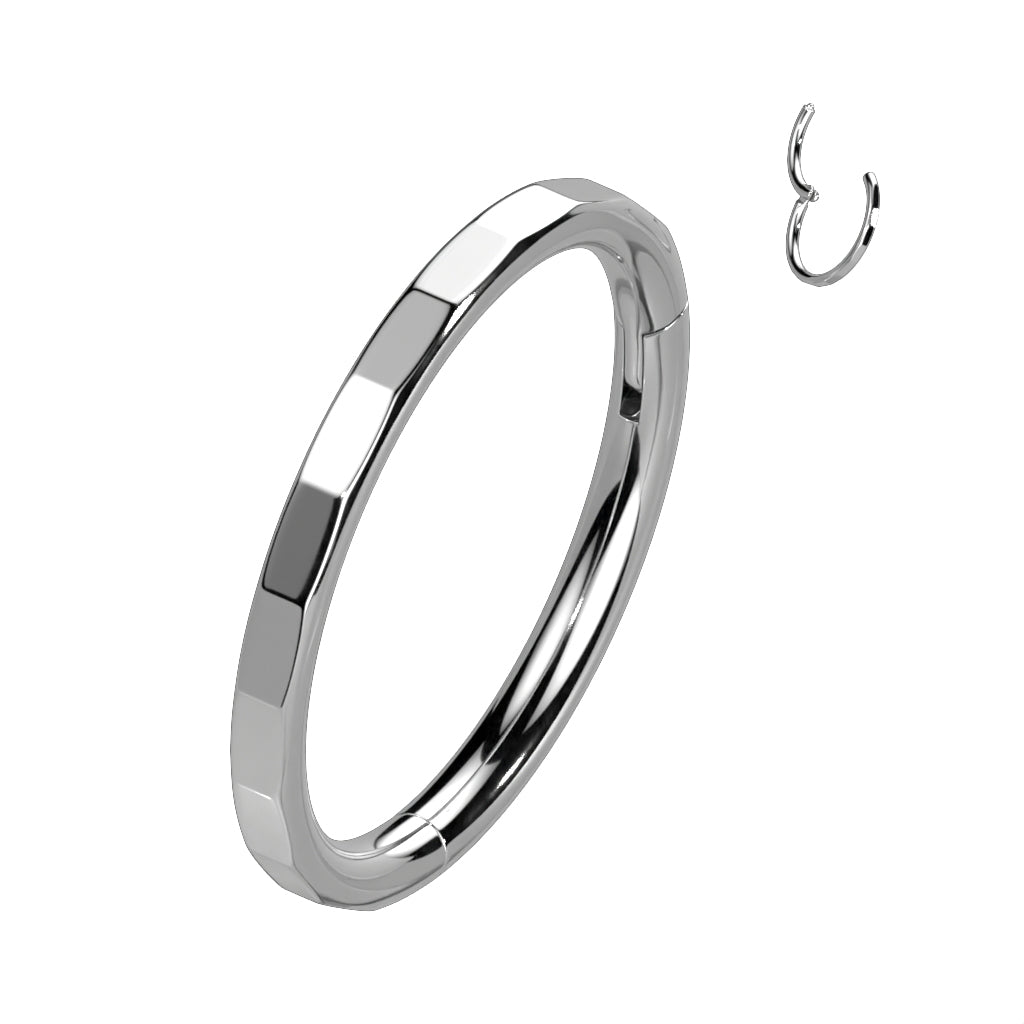 Titanium Hoop Ring w/Diamond Faceted Cuts - Peterson MADE